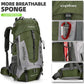 King'sGuard 60L Hiking Backpack Large Waterproof Camping Backpack for Men and Women Lightweight Frameless Backpacking Backpack with Rain Cover (Army Green) - Roamly