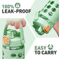 MUKOKO 32 oz Glass Tumbler with Straw,Glass Water Bottles with Time Marker,Iced Coffee Cup with 2 Lids-Handle Spout Lid&Straw Lid,Silicone Sleeve,Leakproof,1 Pack-Green