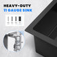 POPFLY 23 x 18 Inch Drop in Kitchen Sink, 304 Stainless Steel Overmount Single Bowl 9 Inch Deep Small Rv Sink Handmaed Bar Prep Top mount Utility Sink, Black