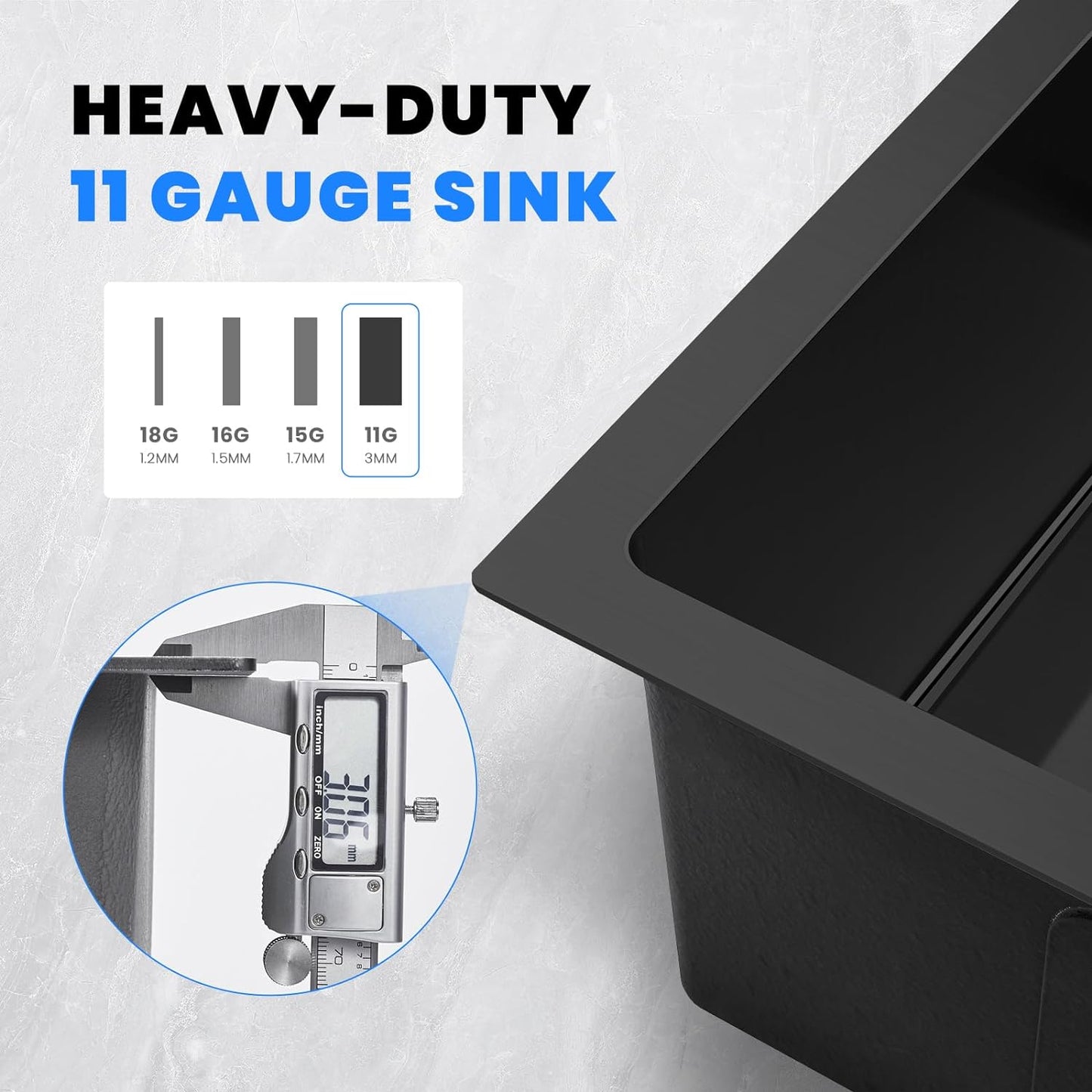 POPFLY 23 x 18 Inch Drop in Kitchen Sink, 304 Stainless Steel Overmount Single Bowl 9 Inch Deep Small Rv Sink Handmaed Bar Prep Top mount Utility Sink, Black