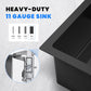 POPFLY 20 Inch Kitchen Sink, 18 Gauge 304 Stainless Steel Single Bowl Drop In Black Bar Deep Small Sink, Modern Top mount Kitchen Prep Sink with Drain Strainer