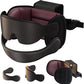 Travel Pillow Combo with Chin Strap, Airplane Pillows with 3D Eye Mask for Sleeping, 360° Support Plane Head Strap for All Plane Seats, Long Flights Essentials, Stop Bobblehead, Red
