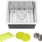 17 in. x 15 in. x 9 in. 16-Gauge Stainless Steel Undermount Single Bowl Bar Prep Kitchen Sink with Bottom Grid Set, Silicon Dishrack, Pot Mat and Strainer