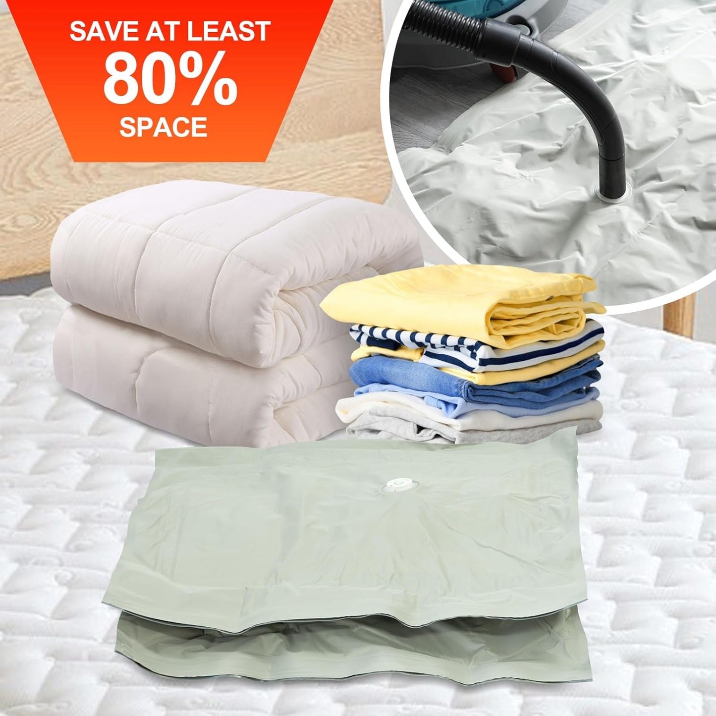 Umimile Vacuum Storage Bags Jumbo, Space Saver Sealer Bags, Airtight Compression Bags for Clothes, Pillows, Comforters, Blankets, Bedding