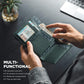 VULKIT Pop up Card Wallet Minimalist Cash Wallets RFID Blocking Leather Smart Credit Card Holder with ID window for Men(Green)