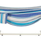 LazyDaze Hammocks Double Hammock with Stand - 2 Person Heavy Duty Outdoor Hammock for Adults, Includes Durable Steel Stand, Portable Carrying Bag and Pillow, Blue Stripes