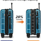 KYME Hardside Expandable Carry On Luggage 22x14x9 Airline Approved 20 Inch Hardshell Carry On Suitcase with Wheels TSA Lock Small Travel Rolling Luggage with Cup Holder for Women Men Lt Blue