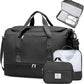 Large Travel Duffle Bag,Carry on Overnight Weekend Bag with Shoes Compartment,Weekender Bags for Women for Travel Business Trips Sport Hospital,3 Pcs Set,Black