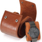 JOYIR Single Watch Roll for Travel | Genuine Leather Watch Pouch Case with Pillow | Portable Protective Sleeve for Men & Women | Ideal Gift for Watch Lovers, Father's Day