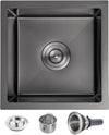 POPLFY 18 Inch Undermount Kitchen Sink, 18×18 Inch Undermount 18 Gauge Stainless Steel Single Bowl Wet Bar Prep Sink 9 Inch Deep Small Utility Sink, Black