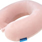 Brookstone Travel Neck Pillow - Lightweight Fleece Casing U-Shaped Stuffable Memory Foam Travel Pillow for Sleeping and Neck Support, Soft Pink