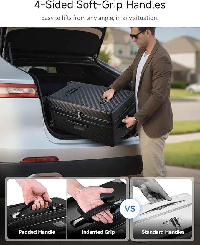 LUGGEX Trunk Luggage,KVT Expandable PC Hard Shell Large Checked 30 Inch Suitcase with Shock - Absorbing Wheels & TSA Lock(EX-Pro,Black,30 inch,115L - 125L)