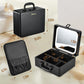 Joligrace Makeup Box with Detachable Lighted Mirror, Travel Train Case, Portable Makeup Case Cosmetic Organizer Vanity Cases for Women with Adjustable Dividers, Rechargeable Magnetic LED Mirror, Black