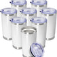 20 oz Tumbler Coffee Tavel Tumblers Bulk with Lid Stainless Steel Double Wall Vacuum Insulated Mug Powder Coated Cups fit Car Cupholder for Hot and Cold - White, 8Pack