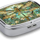 Metal 2 Compartment Pill Organizer Travel Friendly Portable Compact Pill Box Cute Pill Case to Hold Vitamins,Fish Oil,Supplements,Meds,Tablet for Purse,Pocket. (Dragonfly)