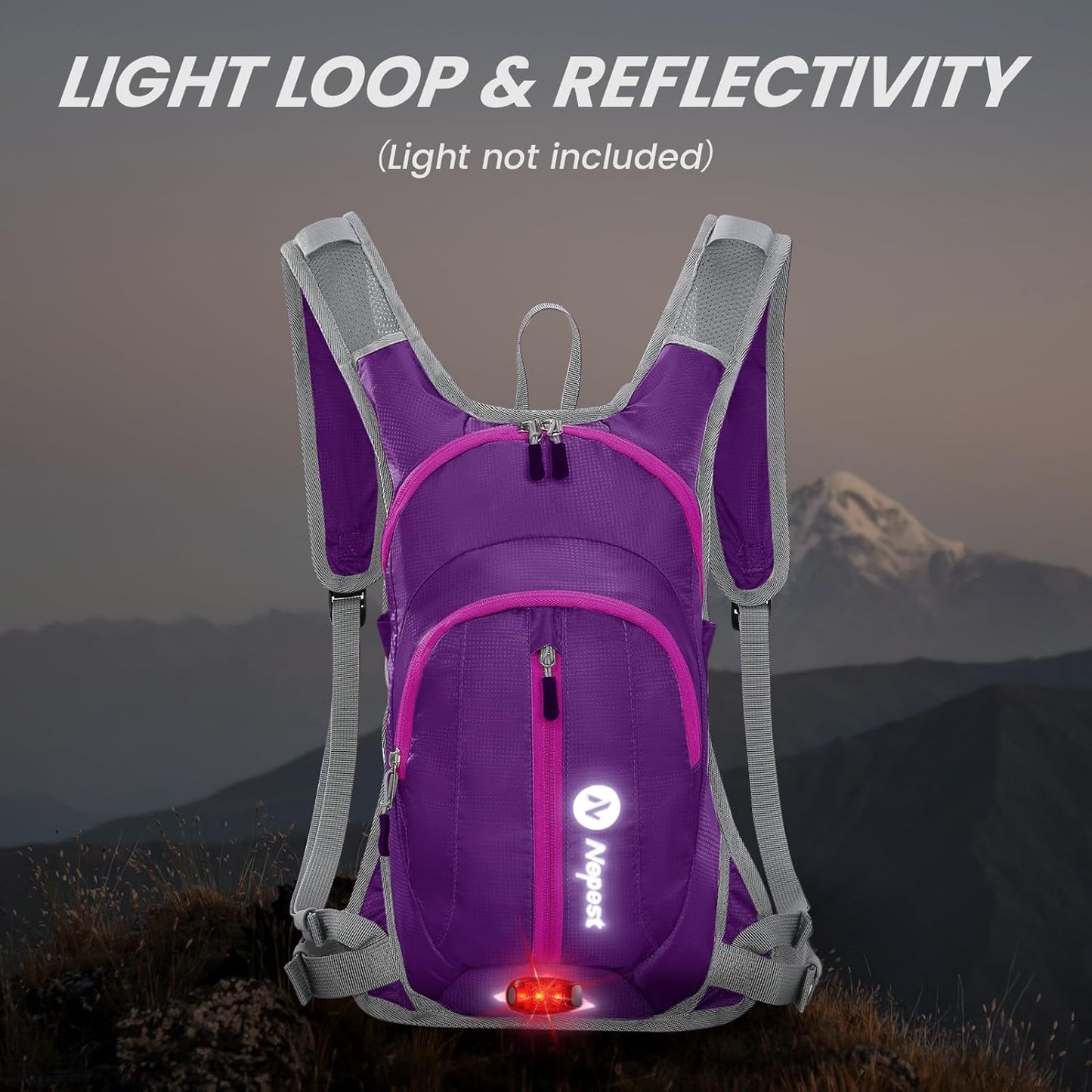 Nepest Hydration Pack Backpack for Women & Men, Lightweight Water Backpack with 2L Water Bladder for Hiking Cycling Running Biking