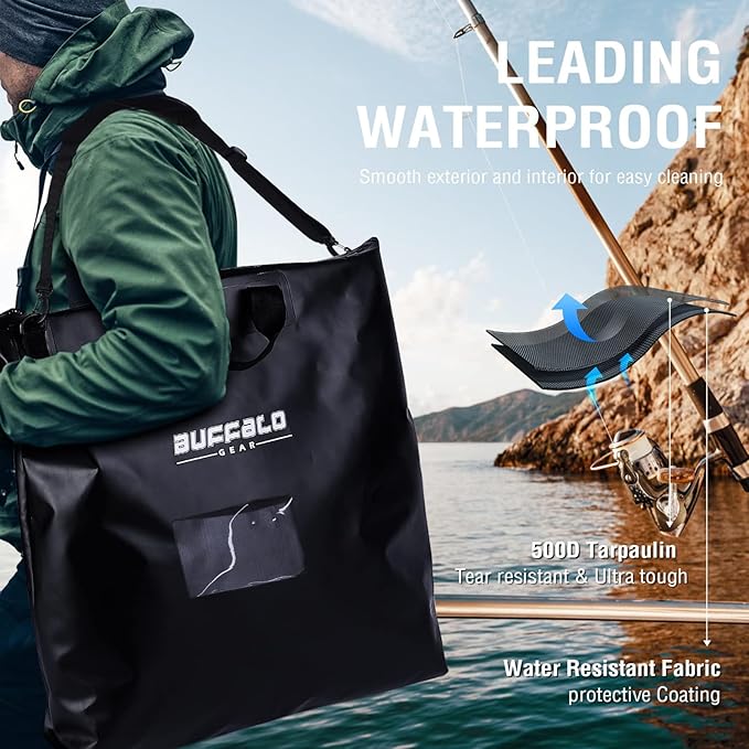 Buffalo Gear Fish Tournament Weigh in Bag for Bass Fishing, Heavy Duty Fish Bag for Caught Fish Waterproof,Leakproof,Puncture Resistant