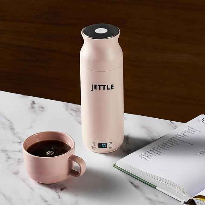 Jettle Electric Kettle - Travel Portable Heater for Coffee Tea Milk Soup - Stainless Steel Travel Water Boiler tea pot with Temperature Control - LED - Automatic Power Off - 450ml - Kitchen Appliance
