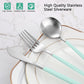 Matte Green Silver Silverware Set, 20-Piece Stainless Steel Flatware Set, Satin Finish tableware Cutlery Set, Service for 4, Home and Restaurant, Dishwasher Safe