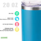 koodee 20 oz Stainless Steel Skinny Tumblers (4 Pack) Double Wall Insulated Water Tumbler Cup with Straw, Lids and Straw Brushes (Baby blue/White/Pink/Sky Blue)