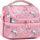FlowFly Double Decker Cooler Insulated Lunch Bag Large Tote for Boys, Girls, Men, Women, With Adjustable Strap (Red-Unicorn)