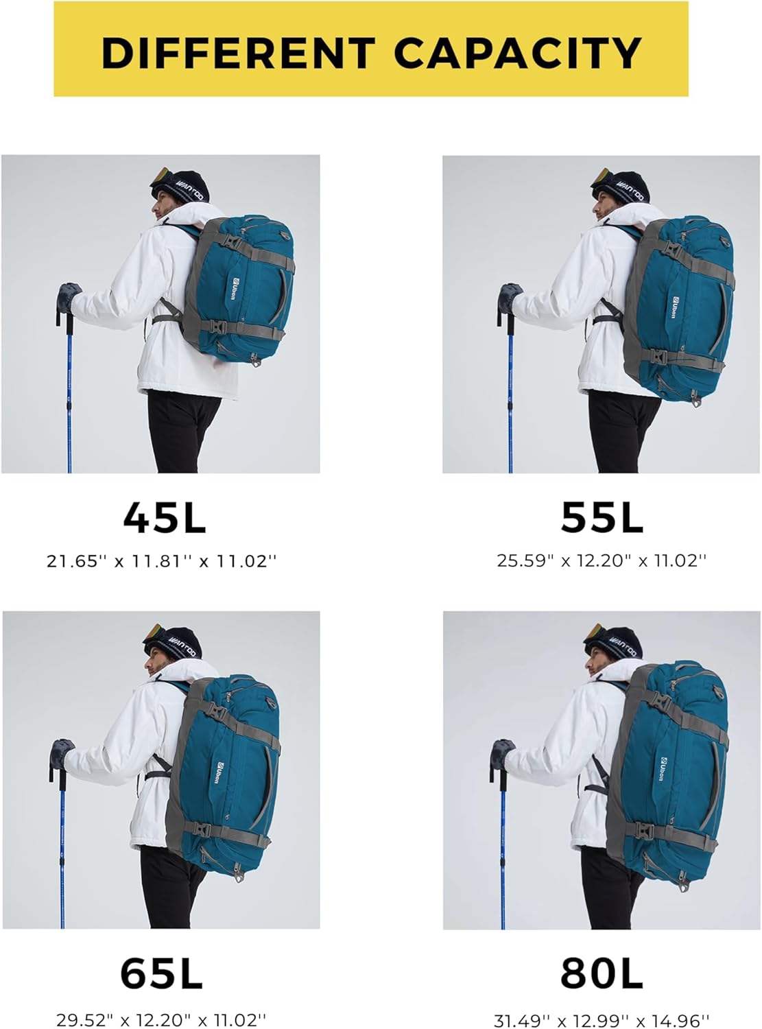 Ubon Large Duffel Bag Weekender Bags with Shoe Compartments 4-Way Sports Gym Backpack with Padded Straps Camping Traveling Duffle Bag - Roamly