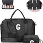 Women Gifts for Wife-Initial Duffle Bag with Shoe Compartment, Weekender Bag, Monogram Overnight Bag, Letter Travel Bag with Makeup Bag，Personalized Gift Idea for Women Her (Letter G) - Roamly