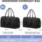 Weekender Travel Duffle Bag for Women - Overnight Bags with Wet Pocket Toiletry Bags Carry on Bag with Shoe Compartment Weekend Yoga Gym Traveling Hospital Bags for Labor and Delivery Black