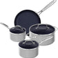 Nuwave 7pc Cookware Set Healthy Duralon Blue Ceramic Nonstick Coated, Diamond Infused Scratch-Resistant, PFAS Free, Oven Safe, Induction Ready & Evenly Heats, Tempered Glass Lids & Stay-Cool Handle
