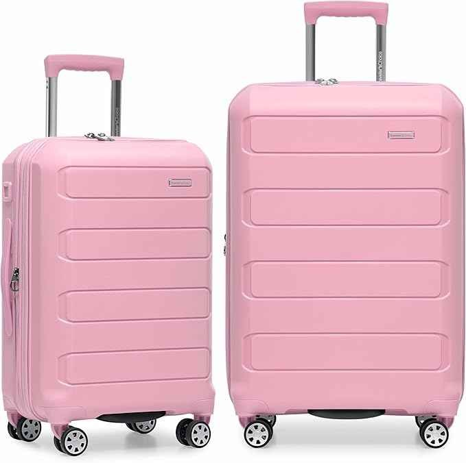 Traveler's Choice Pagosa Hardshell Expandable Luggage with Spinner Wheels, Pink, 2-Piece Set (22/26)