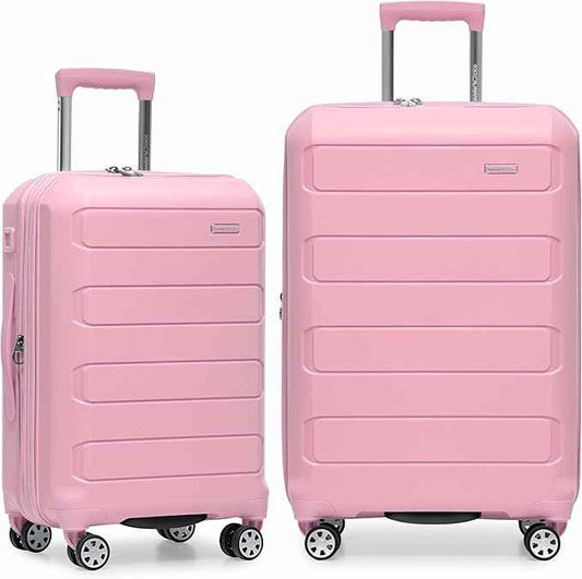 Traveler's Choice Pagosa Hardshell Expandable Luggage with Spinner Wheels, Pink, 2-Piece Set (22/26)