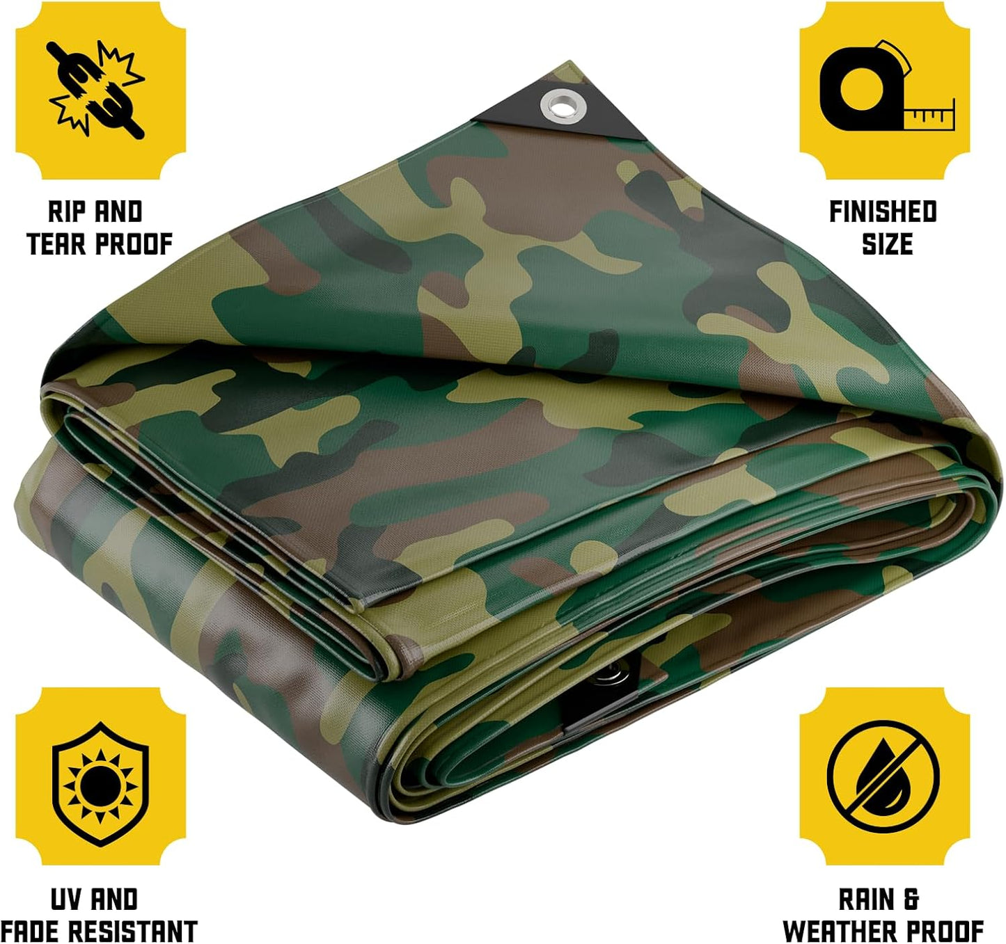 Core Tarps Extreme Heavy Duty 20 Mil Tarp Cover, Waterproof, UV Resistant, Rip and Tear Proof, Poly Tarpaulin with Reinforced Edges for Roof, Camping, Patio, Pool, Boat (Camouflage/Green 18′ X 24′)