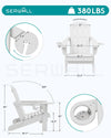 SERWALL Folding Adirondack Chair, Dual Cup Holders & All-Weather HDPE, Wood-Like Patio Chair for Backyard, Camping，Pool & Fire Pit- White