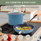Nuwave Healthy Duralon Blue Ceramic Nonstick Coated 9pc Cookware Set, Scratch-Resistant Diamond Infused, PFAS Free, Induction Ready & Evenly Heats, Oven Safe, Tempered Glass Lids