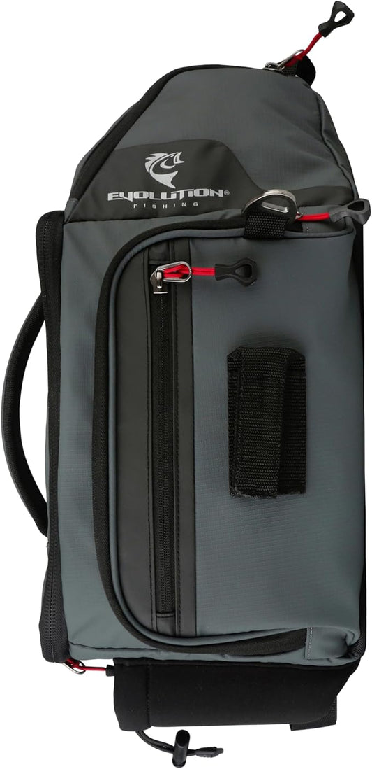Evolution Fishing Largemouth 3.0 Sling Pack - Grey, 3600, Tackle Storage Shoulder Bag, Includes Deep Quiklatch Tackle Tray, Plier Holster, Heavy Duty Sling Pack