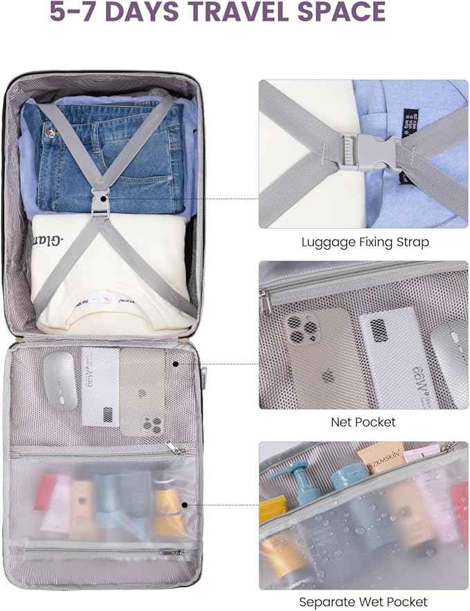 LOVEVOOK 40L Travel Backpack for Women & Men, Airline Approved Carry On Luggage with 3 Packing Cubes, TSA Overnight Bags, Waterproof Personal Item Bag, Weekender Essentials Backpacks fits 17" Laptop