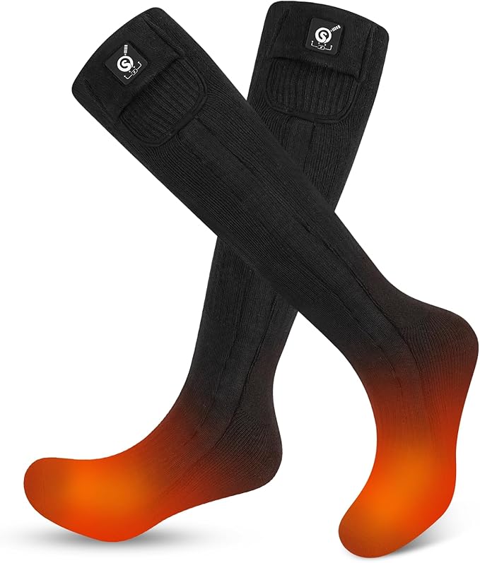SNOW DEER Heated Socks for Men Women, 7.4V Rechargeable Battery Electric Ski Foot Warmer for Hunting Fishing Camping Hiking Skiing