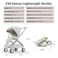 Hot Mom Baby Lightweight Stroller, Intelligent Seat Reversing，Double Brake and PU Anti-Shock Tire Combine Baby Pushchair, Newborn to Toddler's Baby Stroller, Brown