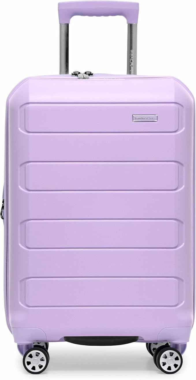 Traveler's Choice Pagosa Hardshell Expandable Luggage with Spinner Wheels, Lavender, 22-Inch Carry-on
