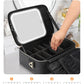 Relavel Makeup Train Case With LED Mirror, Professional Travel Cosmetic Bag with Removable Partitions,Compact Makeup Organizer, Waterproof Toiletry Case for Women, Black