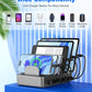 CREATIVE DESIGN 50W Charging Station for Multiple Devices,6 Port Multiple USB Charger Station with 6 Cables Compatible with iPhone,iPad Kindle Tablet and Other Electronic（Space Gray