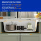 Dcolora 33" Quartz Granite Composite White Kitchen Sink Undermount Sink Deep Single Bowl, Round Corner, 33"x19", DC-GU7750
