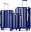 Joyway Luggage Sets 3 Piece, Expandable Suitcase with Smart Cup Holder and USB Port, Hardside Carry On Checked with TSA Lock Spinner Double Wheels, Blue