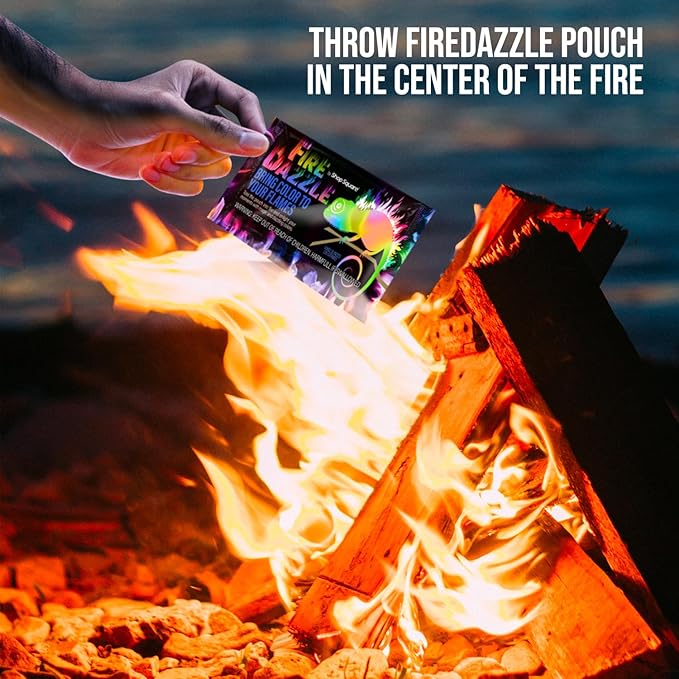 Fire Dazzle Fire Color Changing Packets for Fire Pit - 25 Pack Color Packets, Flame Changer for Fire Pit and Campfires - Camping Games Accessories for Kids and Adults