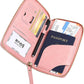 Rowgins Rfid Blocking Passport Holder Wallet, Rowgins Rfid Passport Holder with Zipper, PU Leather PassportHolder for Travel (PINK)