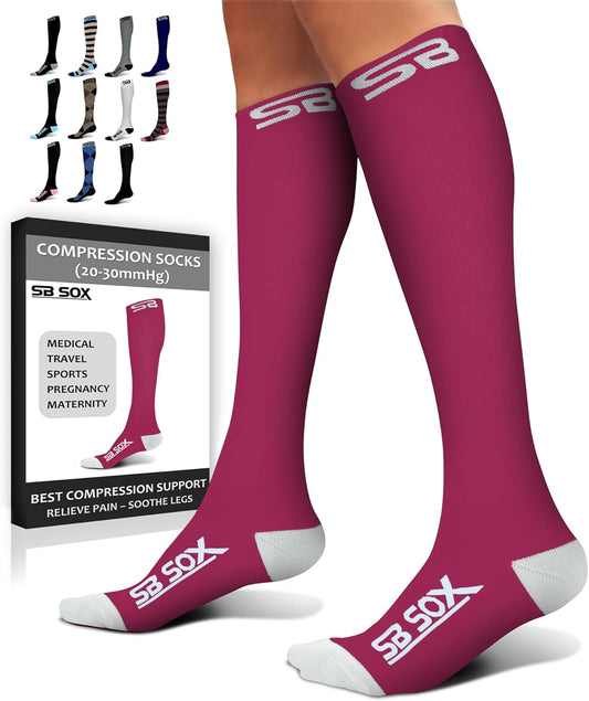 SB SOX Compression Socks for Men & Women (20-30 mmHg) - Best Support Stockings for Travel, Medical, and Sports - Perfect for Everyday Wear