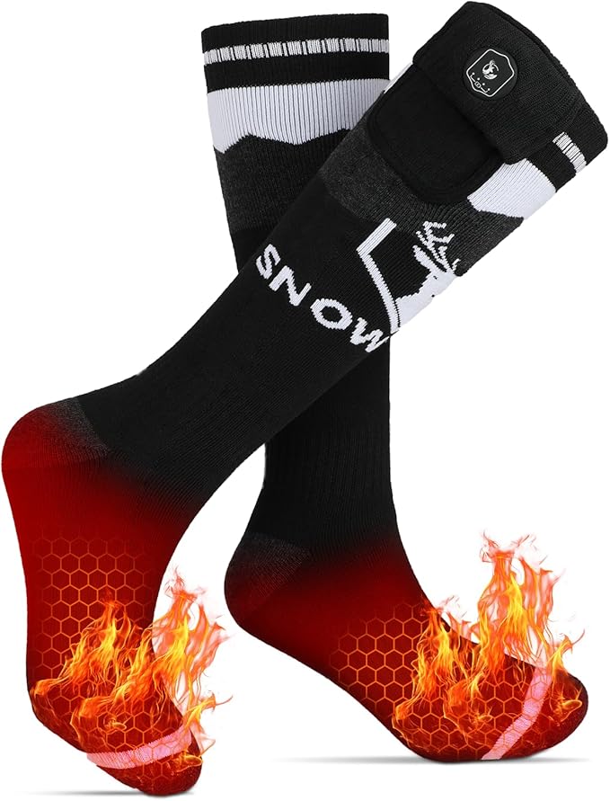 SNOW DEER Upgraded Rechargeable Electric Heated Socks，Ultimate Foot Warmer for Men & Women, Perfect for Skiing, Camping, Hiking, Motorcycling, &Outdoor Riding in Winter (S)