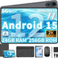 12 Inch Tablet Android 15 Tablets, 2025 Upgraded Android Tablet with Keyboard, 24GB RAM+256GB ROM(1TB Expand), Octa-Core, 2K 2000x1200 Display, 16MP Dual Camera, 8000mAh, 2.4G/5G WiFi, GPS (Silver）