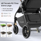 Tinyiota Baby Stroller, Infant Stroller with Large UPF 50+ Canopy,Luxury Pram Strollers with Leather Handle & Spacious Seat, One-Hand Foldable Pushchair, Toddler Carriage with Lie-Flat Mode(Black)