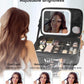 Relavel Makeup Train Case With LED Mirror, Professional Travel Cosmetic Bag with Removable Partitions,Compact Makeup Organizer, Waterproof Toiletry Case for Women, Black
